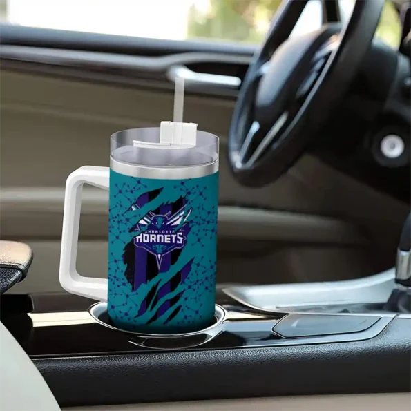 personalized charlotte hornets claw cut teal black curved tumbler trendy 1.webp