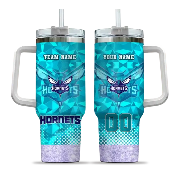 personalized charlotte hornets geometric prism teal curved tumbler best selling 1.webp