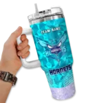 personalized charlotte hornets geometric prism teal curved tumbler best selling 1.webp