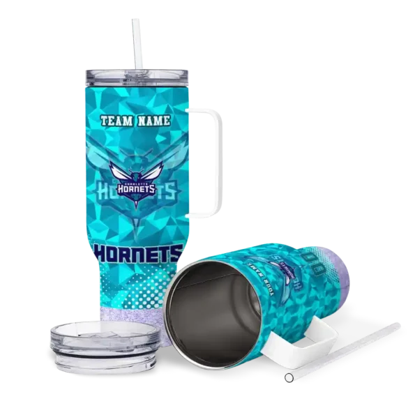 personalized charlotte hornets geometric prism teal curved tumbler high quality 1.webp