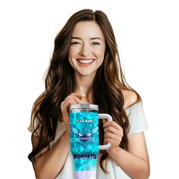 personalized charlotte hornets geometric prism teal curved tumbler premium grade 1.webp