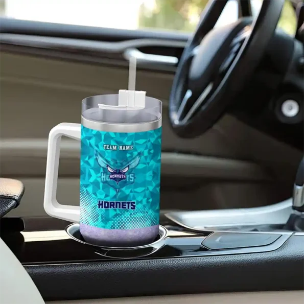 personalized charlotte hornets geometric prism teal curved tumbler trendy 1.webp