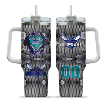personalized charlotte hornets superman shield teal gray curved tumbler best selling 1.webp