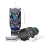 personalized charlotte hornets superman shield teal gray curved tumbler best selling 1.webp
