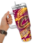 personalized cleveland cavaliers abstract paths wine curved tumbler best selling 1.webp