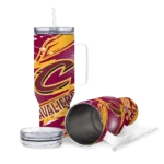 personalized cleveland cavaliers abstract paths wine curved tumbler best selling 1.webp