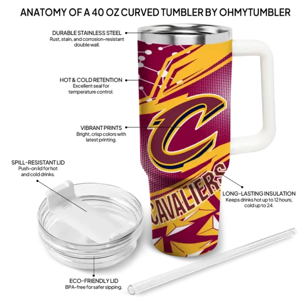 personalized cleveland cavaliers abstract paths wine curved tumbler new arrival 1.webp