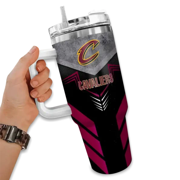 personalized cleveland cavaliers arrow armor wine black curved tumbler fashion forward 1.webp