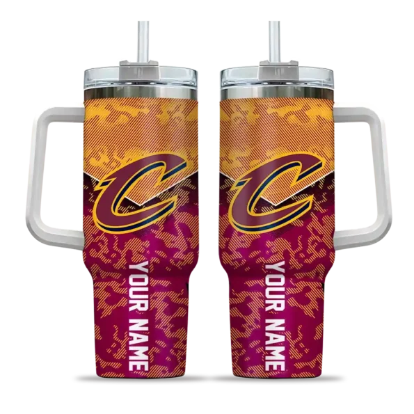 personalized cleveland cavaliers chevron stripe wine curved tumbler best selling 1.webp