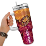 personalized cleveland cavaliers chevron stripe wine curved tumbler best selling 1.webp