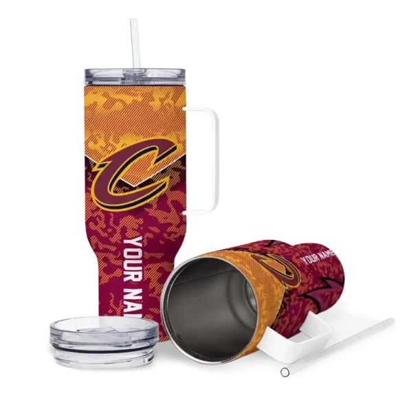 personalized cleveland cavaliers chevron stripe wine curved tumbler high quality 1.webp