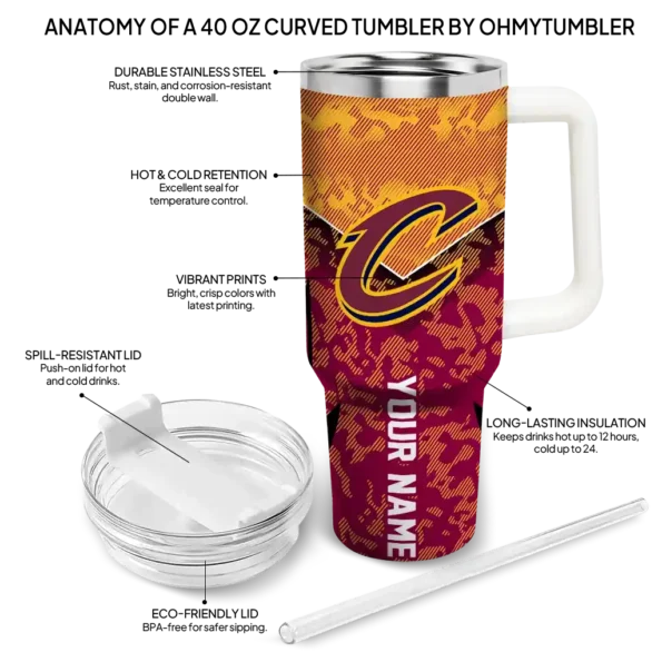 personalized cleveland cavaliers chevron stripe wine curved tumbler new arrival 1.webp