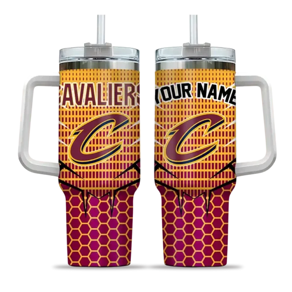 personalized cleveland cavaliers hex texture wine curved tumbler best selling 1.webp