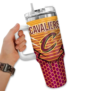 personalized cleveland cavaliers hex texture wine curved tumbler fashion forward 1.webp