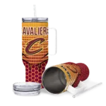 personalized cleveland cavaliers hex texture wine curved tumbler best selling 1.webp