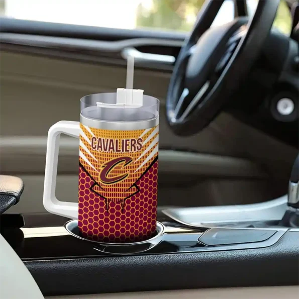 personalized cleveland cavaliers hex texture wine curved tumbler trendy 1.webp