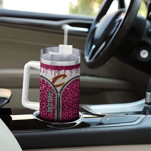 personalized cleveland cavaliers leopard zipper wine curved tumbler trendy 1.webp