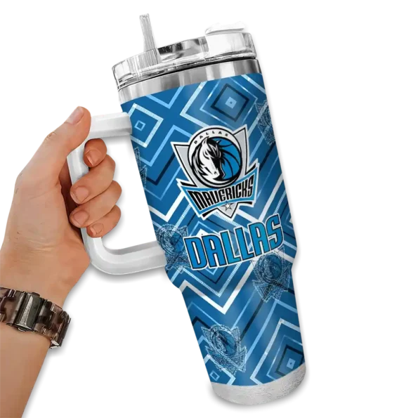personalized dallas mavericks bold diamonds blue curved tumbler fashion forward 1.webp