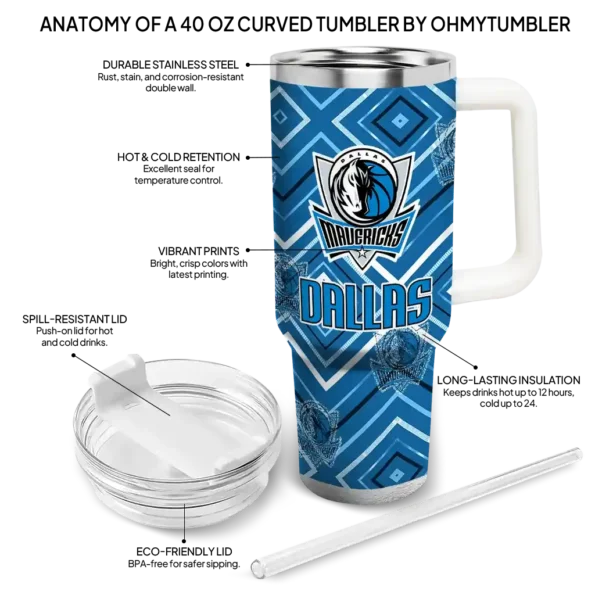 personalized dallas mavericks bold diamonds blue curved tumbler new arrival 1.webp