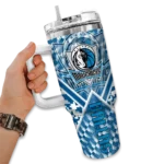personalized dallas mavericks chevron angle blue curved tumbler best selling 1.webp