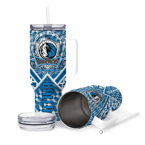 personalized dallas mavericks chevron angle blue curved tumbler high quality 1.webp