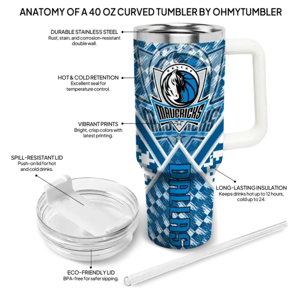 personalized dallas mavericks chevron angle blue curved tumbler new arrival 1.webp