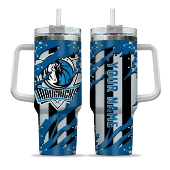 personalized dallas mavericks claw cut blue black curved tumbler best selling 1.webp