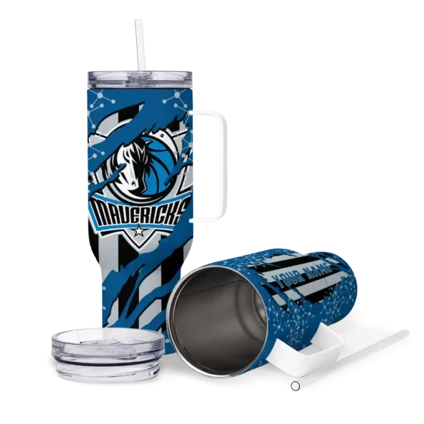 personalized dallas mavericks claw cut blue black curved tumbler high quality 1.webp