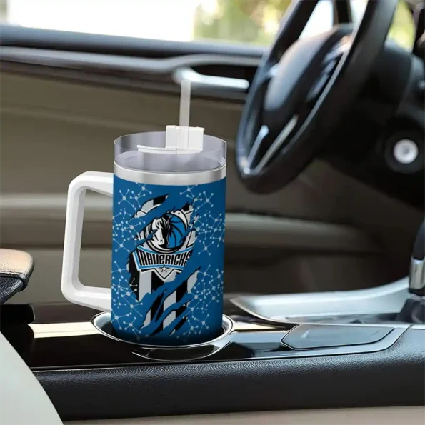 personalized dallas mavericks claw cut blue black curved tumbler trendy 1.webp