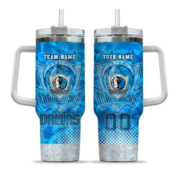 personalized dallas mavericks geometric prism blue curved tumbler best selling 1.webp