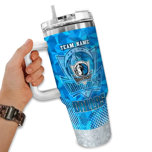 personalized dallas mavericks geometric prism blue curved tumbler fashion forward 1.webp