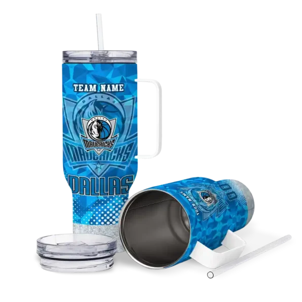 personalized dallas mavericks geometric prism blue curved tumbler high quality 1.webp