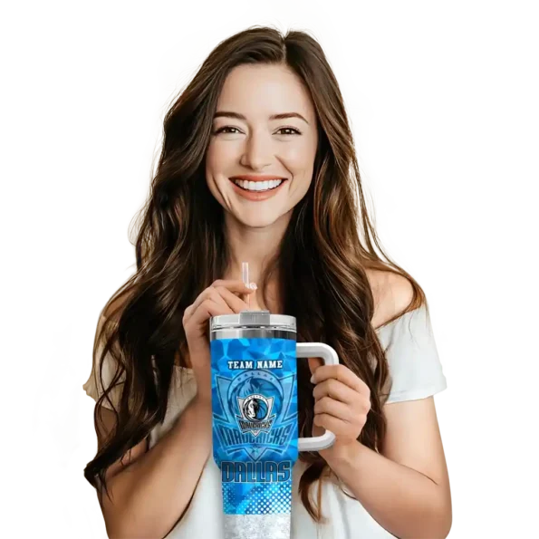 personalized dallas mavericks geometric prism blue curved tumbler premium grade 1.webp