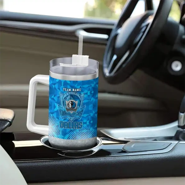 personalized dallas mavericks geometric prism blue curved tumbler trendy 1.webp