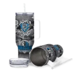 personalized dallas mavericks superman shield blue gray curved tumbler best selling 1.webp