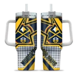 personalized denver nuggets arrow burst blue curved tumbler best selling 1.webp