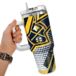 personalized denver nuggets arrow burst blue curved tumbler best selling 1.webp
