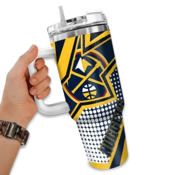 personalized denver nuggets arrow burst blue curved tumbler fashion forward 1.webp