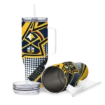 personalized denver nuggets arrow burst blue curved tumbler best selling 1.webp