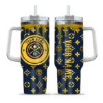 personalized denver nuggets bullseye drips blue curved tumbler best selling 1.webp