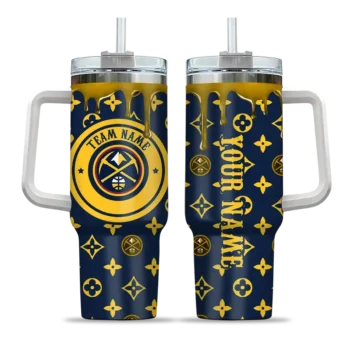 personalized denver nuggets bullseye drips blue curved tumbler best selling 1.webp