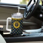 personalized denver nuggets bullseye drips blue curved tumbler best selling 1.webp