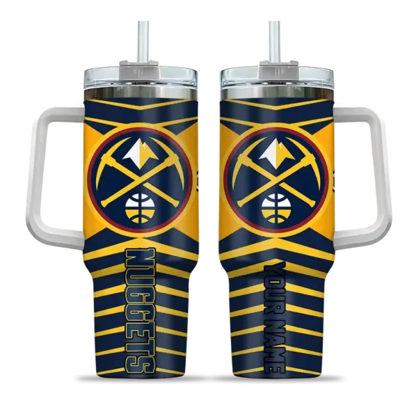 personalized denver nuggets chevron layers blue curved tumbler best selling 1.webp