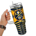 personalized denver nuggets chevron layers blue curved tumbler best selling 1.webp