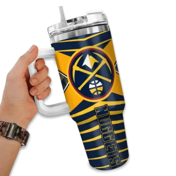 personalized denver nuggets chevron layers blue curved tumbler fashion forward 1.webp