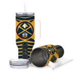 personalized denver nuggets chevron layers blue curved tumbler best selling 1.webp