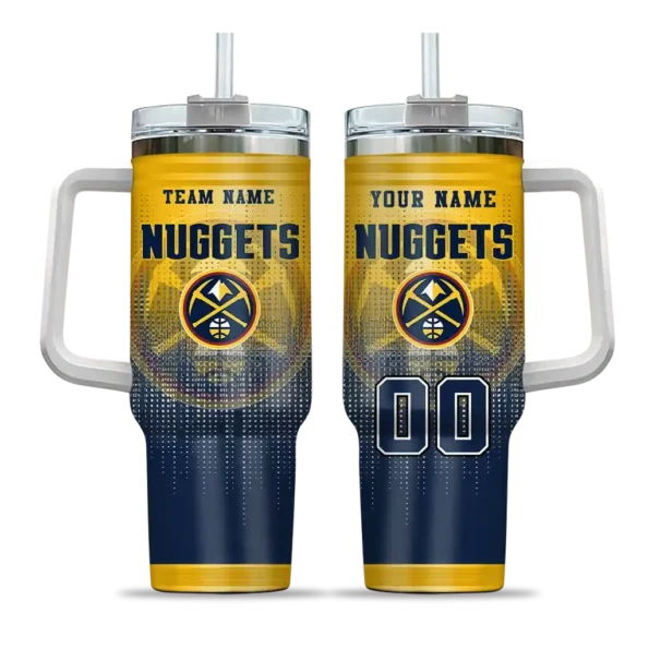 personalized denver nuggets gradient dots blue curved tumbler best selling 1.webp