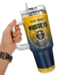 personalized denver nuggets gradient dots blue curved tumbler best selling 1.webp