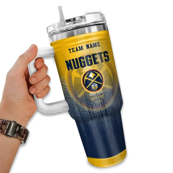 personalized denver nuggets gradient dots blue curved tumbler fashion forward 1.webp