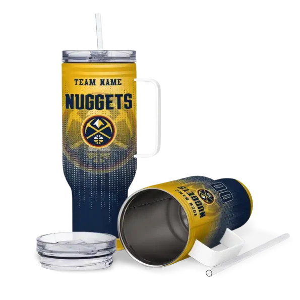 personalized denver nuggets gradient dots blue curved tumbler high quality 1.webp